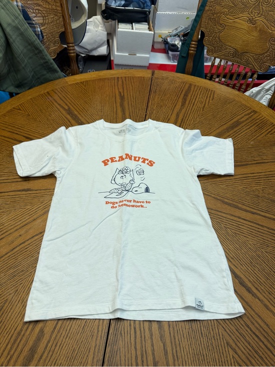 Peanuts Tops - Peanuts White Tee with Gray Logo Print